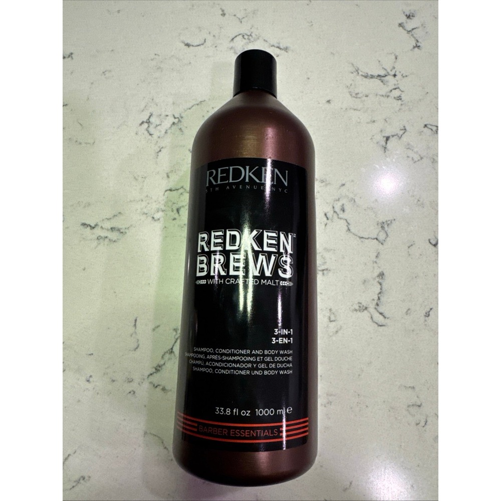 Redken Brews 3-in-1 Shampoo Conditioner Set 33.8 oz (1000ml) Brand New Sealed